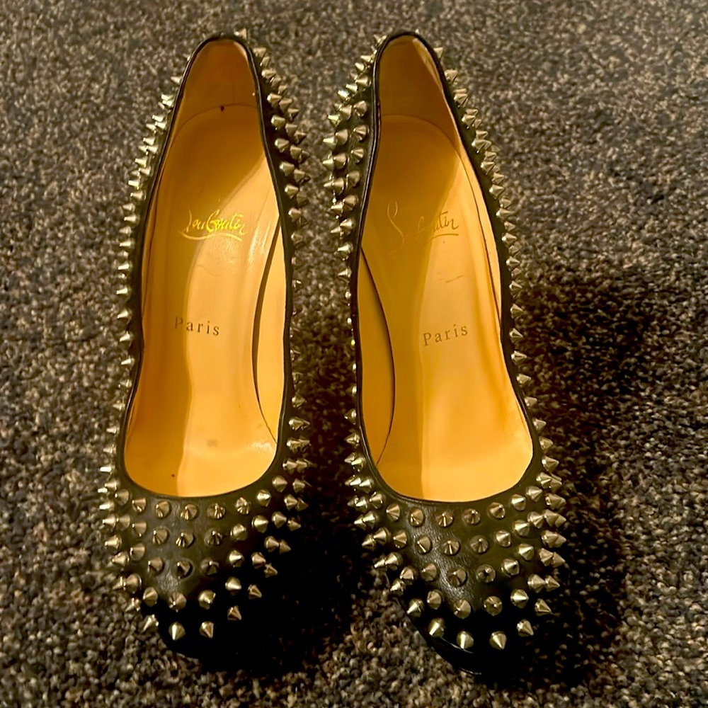 Christian Louboutin, 37.5, Black Spiked pumps